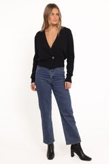 Caterina Button Cardigan - Black