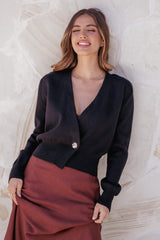 Caterina Button Cardigan - Black