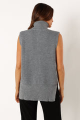 Celaena Turtleneck Sleeveless Sweater - Grey