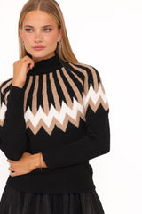 Donner Fairisle Mockneck Sweater - Black