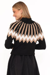 Donner Fairisle Mockneck Sweater - Black
