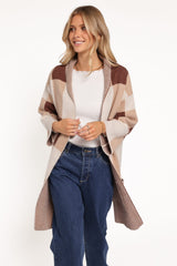 Ecoya Long Cardigan - Brown Plaid