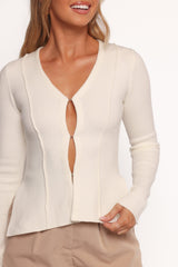 Eddie Clasp Front Cardigan - Ivory