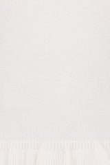 Emilie Short Sleeve Ruffle Crew Sweater - Cream