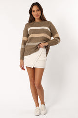 Esther Stripe Knit Sweater - Brown