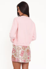 Fauna Tonal Floral Cardigan - Pink