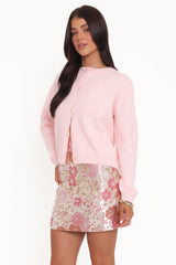 Fauna Tonal Floral Cardigan - Pink