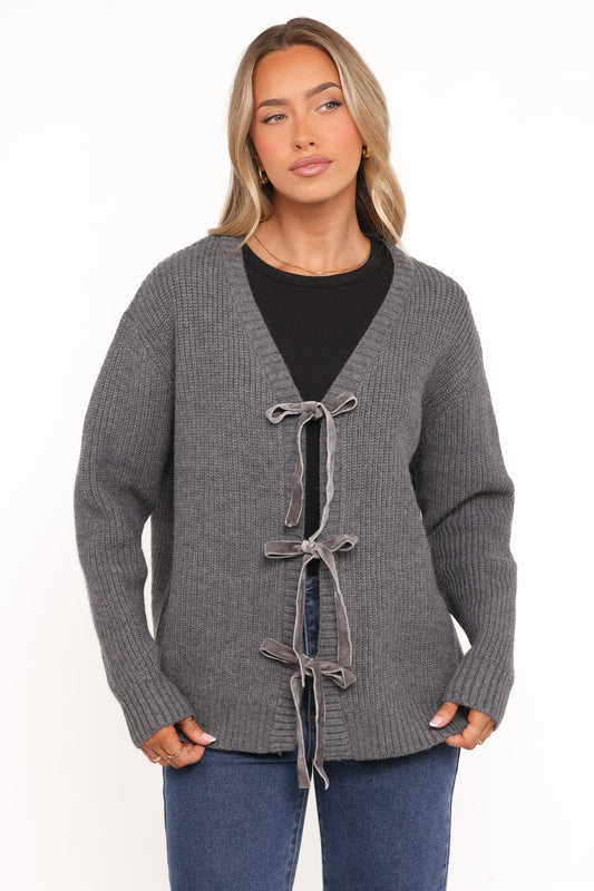Hammond Tie Up Cardigan - Grey