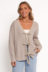 Hammond Tie Up Cardigan - Taupe
