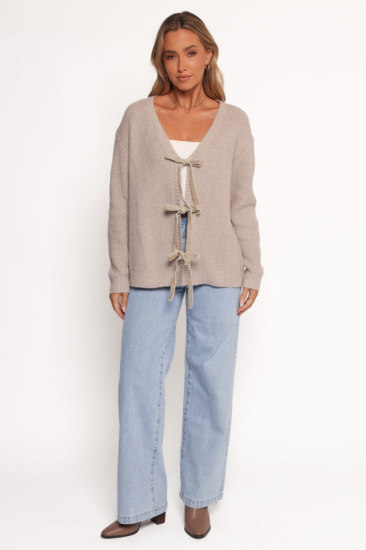Hammond Tie Up Cardigan - Taupe