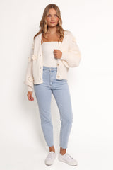 Harlee Flower Cardigan - White
