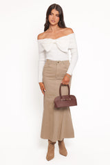 Helene Bow Off Shoulder Knit Sweater - Ivory