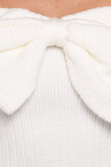 Helene Bow Off Shoulder Knit Sweater - Ivory