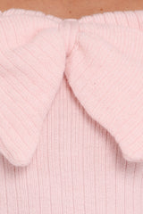Helene Bow Off Shoulder Knit Sweater - Pink