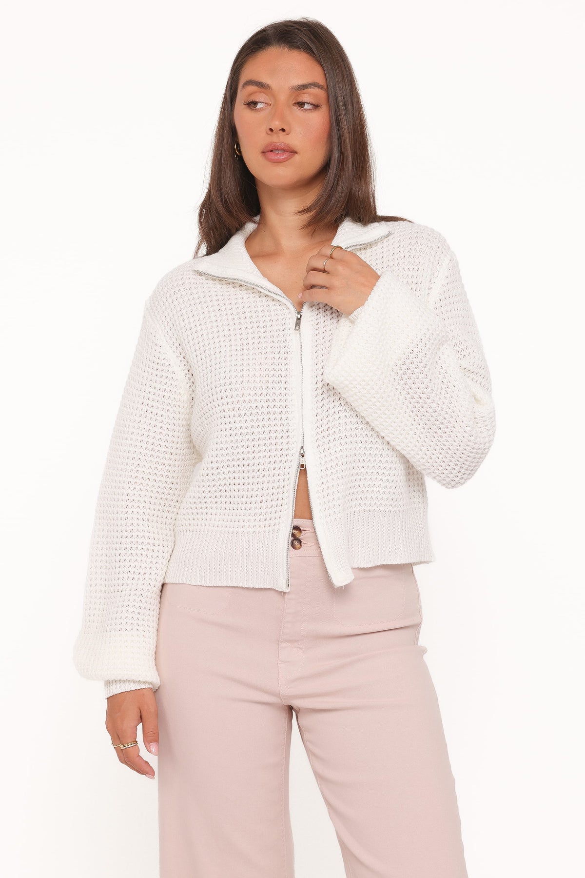 Inara Zip Cardigan - Cream