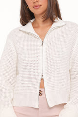 Inara Zip Cardigan - Cream