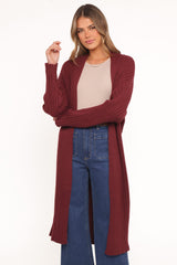 Jasmia Long Cardigan - Wine