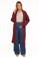 Jasmia Long Cardigan - Wine