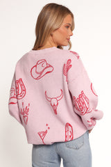 Jax Western Knit Sweater - Pink