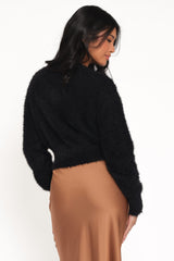 Jintie Vintage Button Cardigan - Black