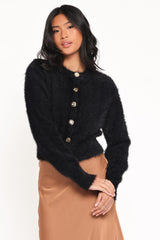 Jintie Vintage Button Cardigan - Black