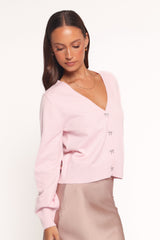 Josey Bow Button Cardigan - Light Pink