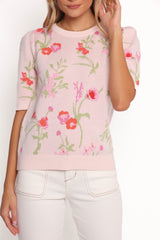 Keegan Flower Knit Sweater - Pink