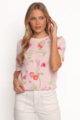 Keegan Flower Knit Sweater - Pink