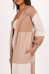 Kingston Large Check Long Cardigan - Beige Check