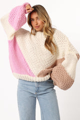 Koda Pattern Knit Sweater - Pink Multi