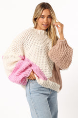 Koda Pattern Knit Sweater - Pink Multi