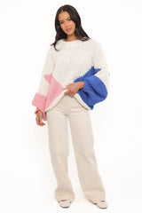 Koda Pattern Knit Sweater - White Multi