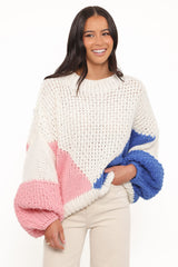 Koda Pattern Knit Sweater - White Multi