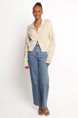 Kourtney Zip Cardigan - Cream