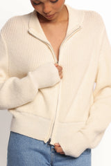 Kourtney Zip Cardigan - Cream