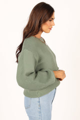 Lakelyn Textured Knit Sweater - Khaki