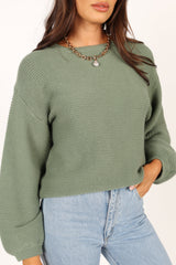 Lakelyn Textured Knit Sweater - Khaki