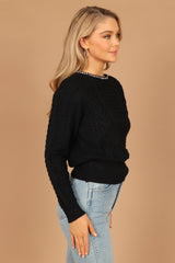 Liv Chain Detail Knit Sweater - Black