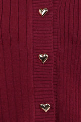Loulani Heart Button Cardigan - Cherry