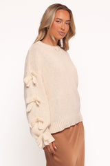 Lover Tie Sleeve Knit Sweater - Ivory