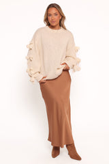 Lover Tie Sleeve Knit Sweater - Ivory