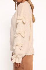 Lover Tie Sleeve Knit Sweater - Ivory