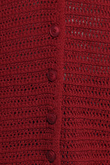 Lyra Large Collar Cardigan - Burgundy