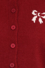 Middleton Mini Bow Cardigan - Wine