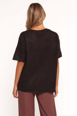 Morris Short Sleeve Oversized Sweater Tee - Dark Chocolate