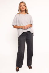 Morris Short Sleeve Oversized Sweater Tee - Grey