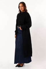 Nicolette Open Front Long Cardigan - Black