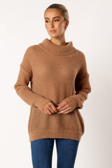Rayne Turtleneck Knit Sweater - Beige