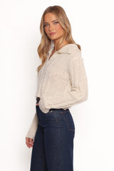 Romy Collar Knit Sweater - Ecru