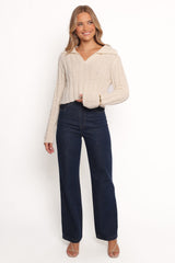 Romy Collar Knit Sweater - Ecru